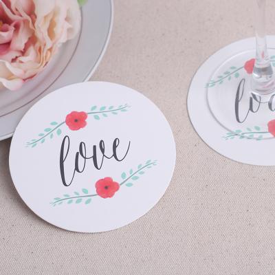 China Sustainable Wholesale Custom Printed Round LOVE Paper Drink Cup Cardboard Cheap Beer Coasters for sale