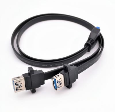 China COMPUTER Mainboard 20pin to Dual Female USB3.0 Data Extension Cable with Screw Hole IDE 20p Front Panel Chassis Data Cable for sale