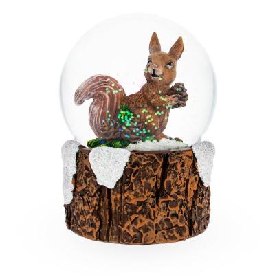 China Custom Made Handmade Die Cut Resin Vintage Squirrel Water Snow Globe Christmas,Holiday,New Year Present Home Decoration for sale