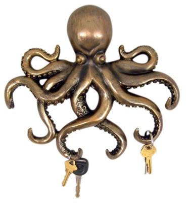 China Europe 11 Inch Octopus Decorative Bronze Finish Main Rack Wall Decor for sale