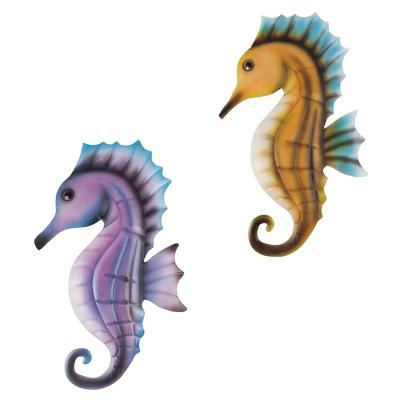 China Custom Decor Europe Metal Seahorse Wall Art Sculpture Hanging Ocean Decorations for Home, Garden, Bedroom, Indoor, Outdoor for sale