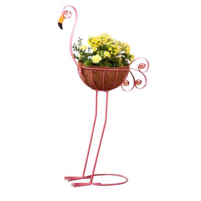 China Europe Metal Sets 2 Flamingos Bird Planters Art Decoration for sale