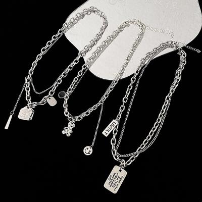 China Fashion wearing multi-layered pendant necklace, CIA tide niche female hip-hop design feels cold, chain collarbone wind accessories and accessories. for sale