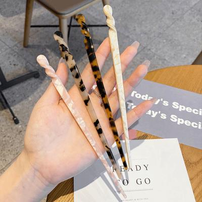 China Qiyue Women's Hair Accessories Wands Hair Band Jewelry Retro Style Girl's Hair Stick Soft Acetate Single Marble Hairpin CX2321 for sale