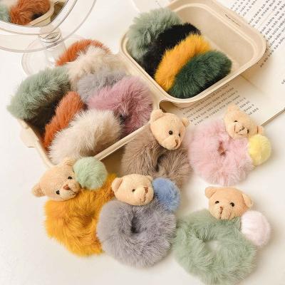 China Japan and Korean style animal elastic hair band plush hair rope plush hair rope hair tie Korean style animal elastic band wool felt cute girl accessories for sale