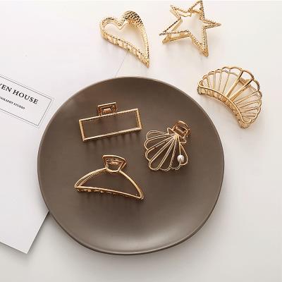 China Japan and Korean style hair clip high quality claw big big hair claw cut gold metal hair claw 11cm for sale