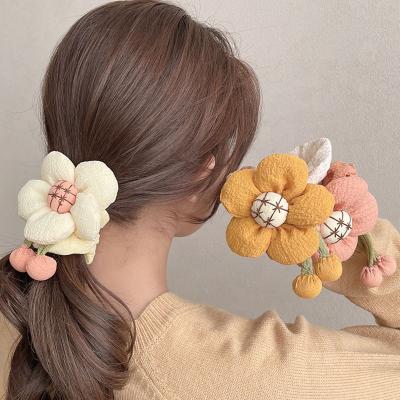 China Best selling European and American style elastic hair holder for girls cute cartoon soft scrunchies shape hair accessories for kids for sale