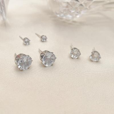 China Hot Selling Vintage Hypoallergenic Stainless Steel 3mm To 5mm Small Round CZ Stud Shiny Zircon Stud Earrings for sale