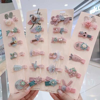 China Japan and korean style design new fashion lovely korean children hair accessories set cloth hair pins set cartoon crown cute hair clip for girls baby for sale