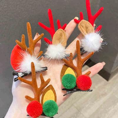 China Japan and Korean Style Winter Party Christmas Decoration Hairpin Elk Headdress Girls Hairpins Hair Accessories for Kids Top Clip for sale