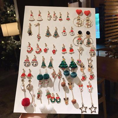 China New TRENDY Christmas Earrings 925 Silver Needle Snowman Santa Tree Stud Earring For Women Party Jewelry for sale