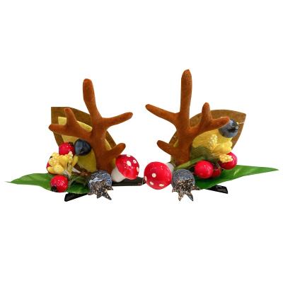 China Japan Red Deer Headbuckle Plastic Flocking Branch And Korean Style Christmas Antler Headband Headdress for sale