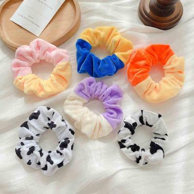 China Japan and Korean style ready to ship Wholesale Custom Microfiber Hairy Elastic Towel Hair Band Wrapping Scrunchy Velvet Scrunchies Large 5-7 days for sale