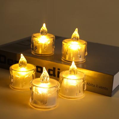 China Battery Operated Mini Tea Candle Night Lamp Battery Hot Sale Flickering Wedding Home Decoration Lighting Warm Light Transparent Flameless Candles for sale