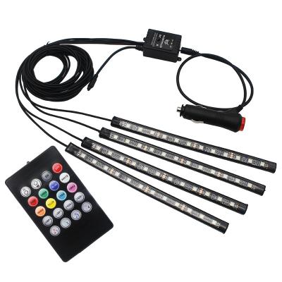 China 12*4 LED Ambient Car Interior Decorative Atmosphere 12*4 LED Car Strip Lamp Light APP/Remote/Voice Control Interior Neon Light Atmosphere Under Car Light Strip Light for sale