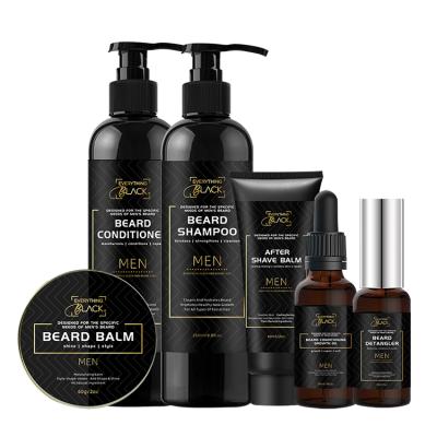 China Custom Logo Men's Acne Treatment Beard Growth Set & Beard Grooming Kit Private Label Choose Oil Balm Serum Shampoo & Conditioner for sale