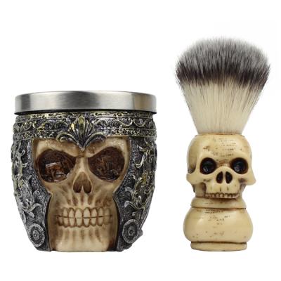 China Skull BEARD ROYALTY Barber/Home Beard Shaving Kit Beard Brush Skull Head Handle Badger Hair Men Shaving Brush and Armor Bowl Bowl for sale