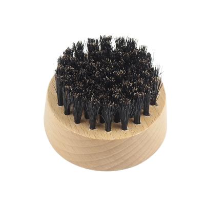 China Private Label Round Beard Brush Round Wood Handmade Boar Hair Beard Care Kit For Men for sale