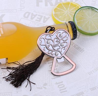 China Creative Heart-Shaped Metal Wine Gift Wedding Zinc Alloy Viable Return Bottle Opener for sale