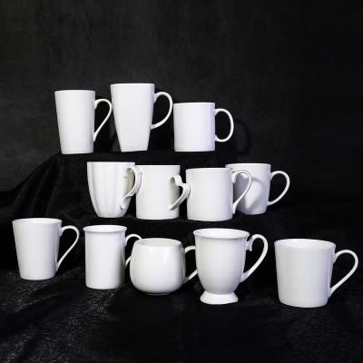 China Viable Wholesale Bone China White Coffee Cup Large Belly Milk Cup Customized White Coffee Mug With Logo Printing for sale