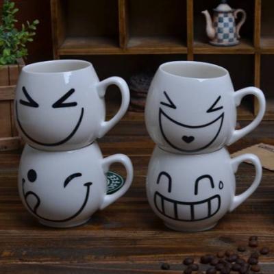 China Wholesale New Arrival Stocked 6pcs Set Ceramic Creative Smile Face Coffee Cup Coffee Mug for sale