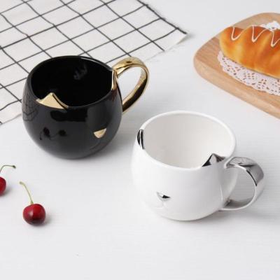 China Round 420ml Big Belly 3D Cat Coffee Cup Viable Milk Tea Ceramic Coffee Mug Office Gifts for sale