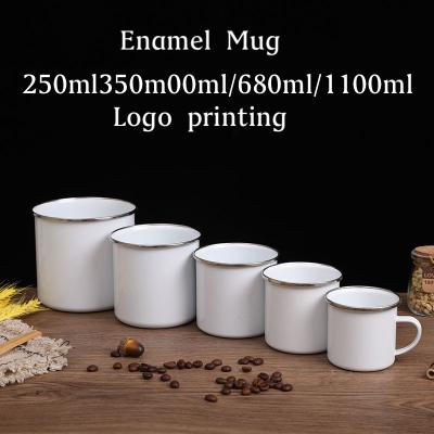 China BRIEF MOQ Customized Small Logo Enamel Mug Sublimation Masks White Black Color Enamel Travel Mug Personalized Coffee Mugs for sale