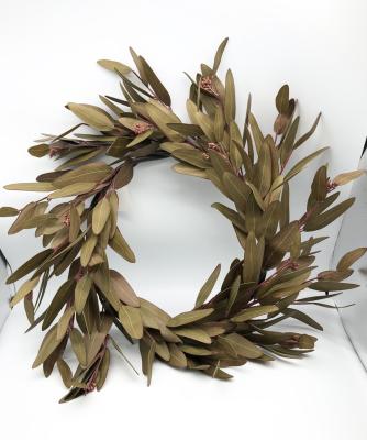 China High Quality Outdoor Artificial Decorative Garland Olive Branch Leaf Wreath With Fruit for sale