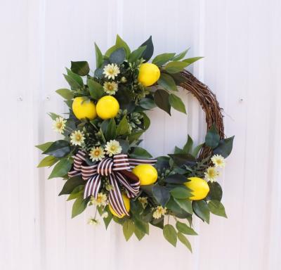 China 2020 New Decorative Artificial Wreath Spring Lemon Garland For Indoor And Outdoor for sale