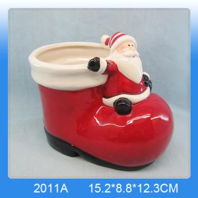 China Nice Sustainable Design Truss Shaped With Santa Claus Christmas Foam Ceramic Mug for sale