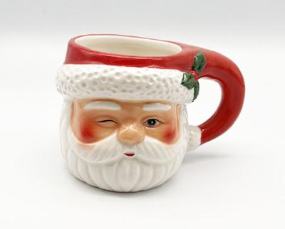 China Customized Sustainable 3D Santa Chef Christmas Mugs Ceramic Santa Claus Mug Christmas Foam Mug for sale