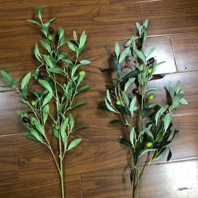 China Decorative Garland Artificial Olive Branches Wedding Leaf 95cm Olive Stems With Fruit For Home Decoration for sale