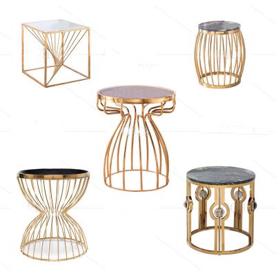 China (Other) Modern Adjustable Stainless Steel Gold Marble Coffee Table Side Table for sale