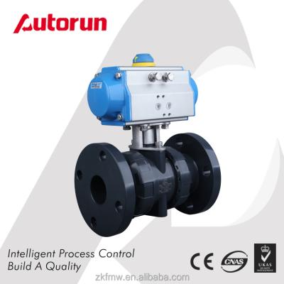 China Flange End General PVC Pneumatic Plastic Ball Valve for sale