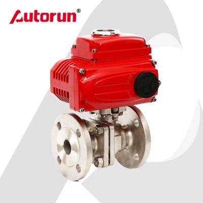 China Stainless Steel General Autorun Flanged Ball Valve With Electric Actuator for sale