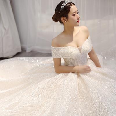 China Plus Size 2019 Fashion Elegant Off The Shoulder Wedding Dresses Sweetheart With Sleeves High Quality Lace Wedding Bride Bling Dress for sale