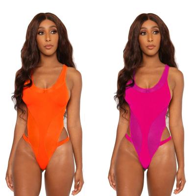 China 2022 Trend Breathable New Arrival One Piece Swimsuit Swimwear For Women Solid Color Bikini Fluorescent Swimwear for sale