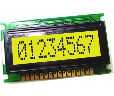 China 8x1 STN Character Positive Transflective 0801 LCD Green Color Alphanumeric Yellow LCD Module EC8012-1ZHD for sale