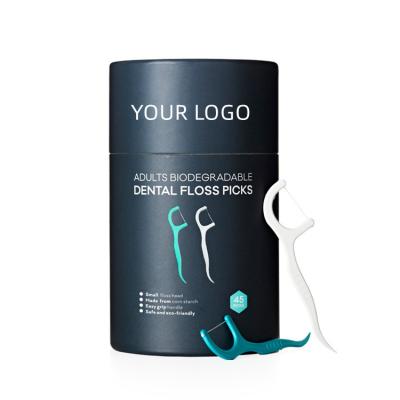 China Teeth Cleaning Whoseale Oral Care Eco Dental Floss Pick Custom Logo Disposable Natural Biodegradable Toothpicks for sale