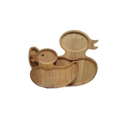 China Sustainable Hot Selling Lovely Eco-friendly Wooden Animal Shape Bamboo Snack Fruit Dessert Dinner Plate Tray For Kids for sale