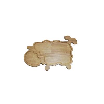 China Healthy Cute Cartoon Shape Kids Snack Fruit Fruit Dessert Animal Food Wooden Eco-friendly Sustainable Serving Tray Plate for sale