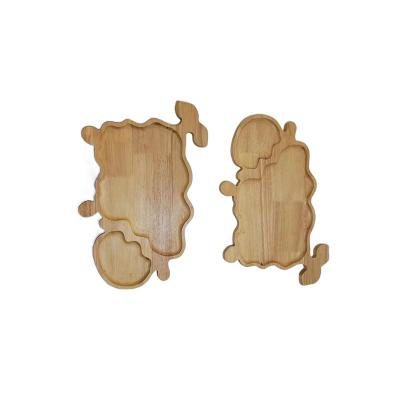 China Customized Viable Wooden Animal Cartoon Children Bamboo Logo Fruit Cake Dessert Serving Dishes Dishes Set for sale