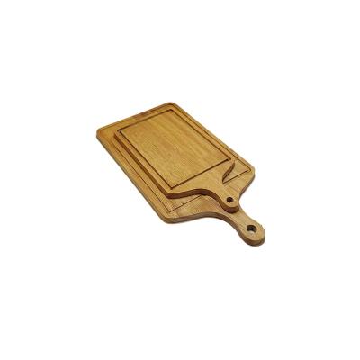 China Light Square Board Sustainable Organic Bamboo Solid Wooden Food Plates Dishes Tray With Handle for sale