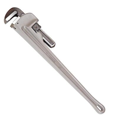 China Aluminum pipe wrench is 60% lighter compared to steel pipe wrench 36 inch aluminum handle straight pipe wrench heavy duty for 5inch 125mm jaw capacity with Milwaukee quality for sale