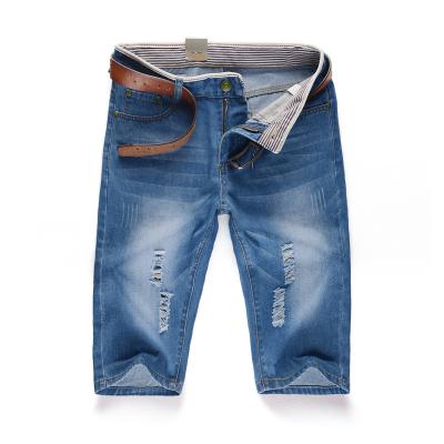 China Breathable Washed Men's Slim Runway Denim Boy Short Jeans Shorts Man Destroyed Ripped Jeans Men's Denim Fashion Shorts for sale