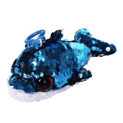 China Plush Made In China Small Sequin Baby Dolphin Toy Pendant Key Chain Animal Toy for sale