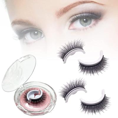 China Vegan Strip False Wick Natural Reusable Long Self Adhesive Eyelashes No Glue Needed Wick Adhesive for sale