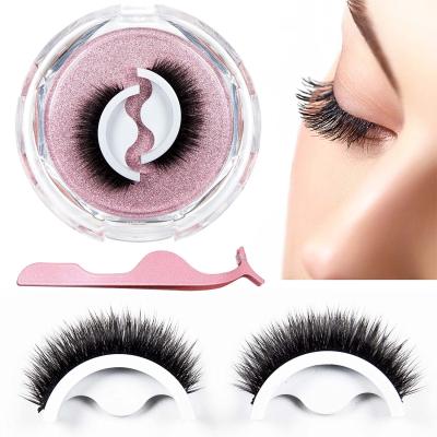 China Wholesale Natural Reusable Long Self Adhesive Eyelashes Whip No Needed Glue Strip Eyelash Adhesive for sale