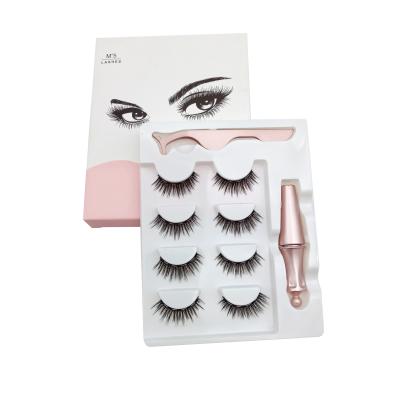 China Long Lashes Natural Handmade Magnetic Faux Mink With Magnetic Coating Eyelashes Suit for sale