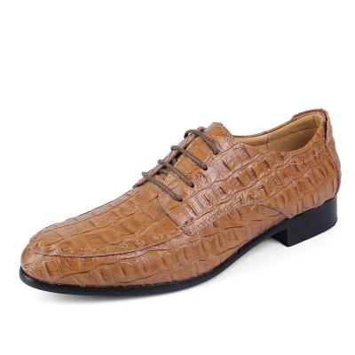 China Insulative Crocodile Leather Shoe Pattern Men's Formal Shoes Lace Up Genuine Leather Cow Derby Shoes Men's Casual Dress Shoes for sale